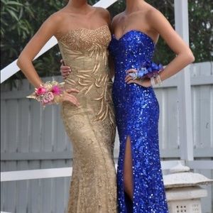 Blue sequin prom dress